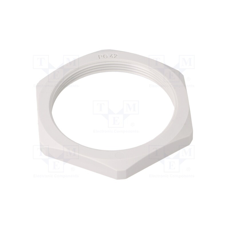 5 pcs x HUMMEL - 1.262.4200.11 - Nut, PG42, polyamide, Thk: 8mm, Spanner: 65mm, grey, -40÷100°C