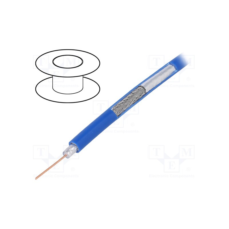 5 m x TELESTE - S5990 NVTCU - Wire: coaxial, RG59, solid, Cu, PVC, blue, 100m, Øcable: 6.1mm