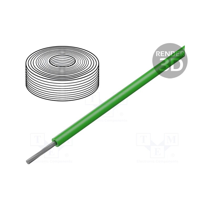 5 m x HELUKABEL - 23200 - Wire, SiF, 1x0.25mm2, stranded, Cu, silicone, green, -60÷180°C, 100m