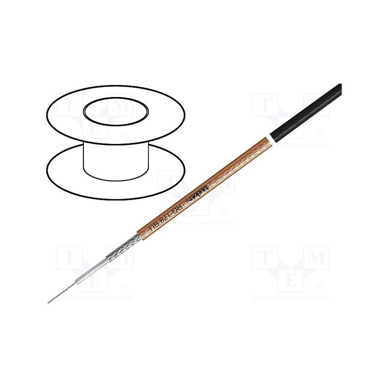 5 m x TASKER - RG178BU - Wire: coaxial, RG178BU, stranded, CCS, PVC FirestoP®, transparent