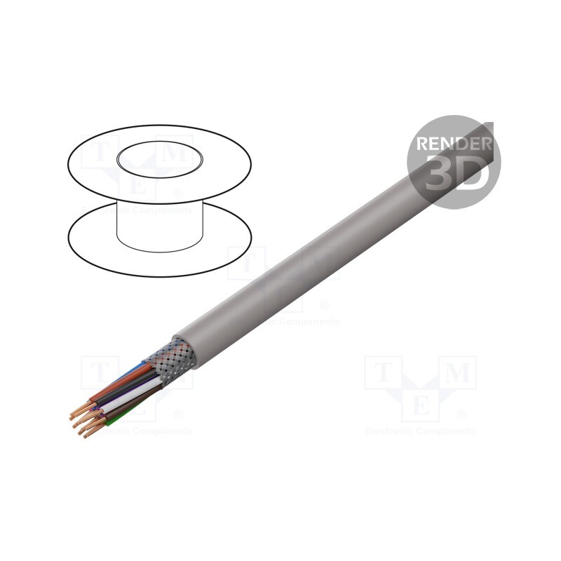 5 m x LAPP - 37312 - Wire, UNITRONIC® LiHCH, 12x0.14mm2, PO, grey-beige, 60V, CPR: Eca