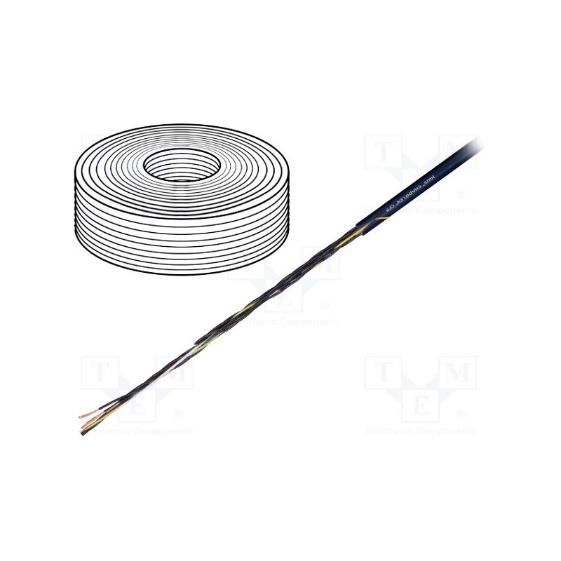 5 m x IGUS - CF9.02.02 - Wire: control cable, chainflex® CF9, 2x0.25mm2, black, stranded