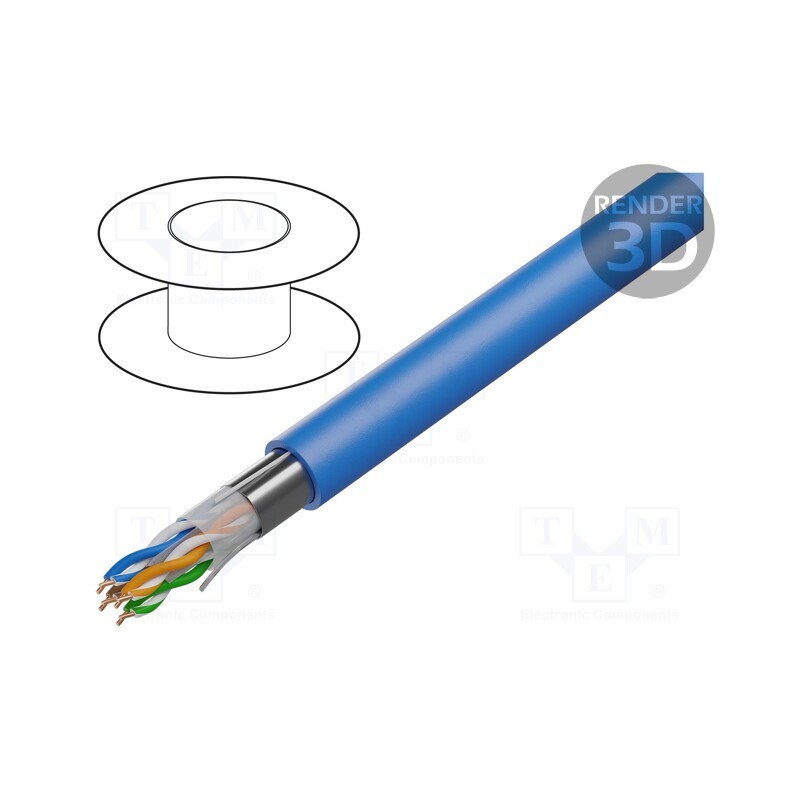 5 m x BELDEN - 10GB24.06305 - Wire, U/UTP, 4x2x23AWG, 6a, solid, Cu, LSZH, blue, 305m, Øcable: 7.2mm