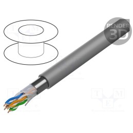 5 m x BELDEN - 1633ENH.00305 - Wire, F/UTP, 4x2x24AWG, 5e, solid, Cu, LSZH, grey, 305m, Øcable: 6mm