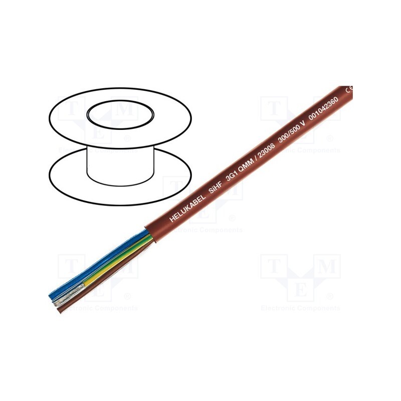 5 m x HELUKABEL - 22992 - Wire, SiHF, 5G0.5mm2, Cu, stranded, silicone caoutchouc, brown-red