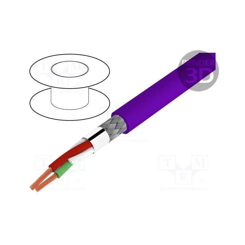 5 m x LAPP - 2170219 - Wire, 1x2x0.64mm2, automatics,RS422,RS485, solid, Cu, PVC, violet