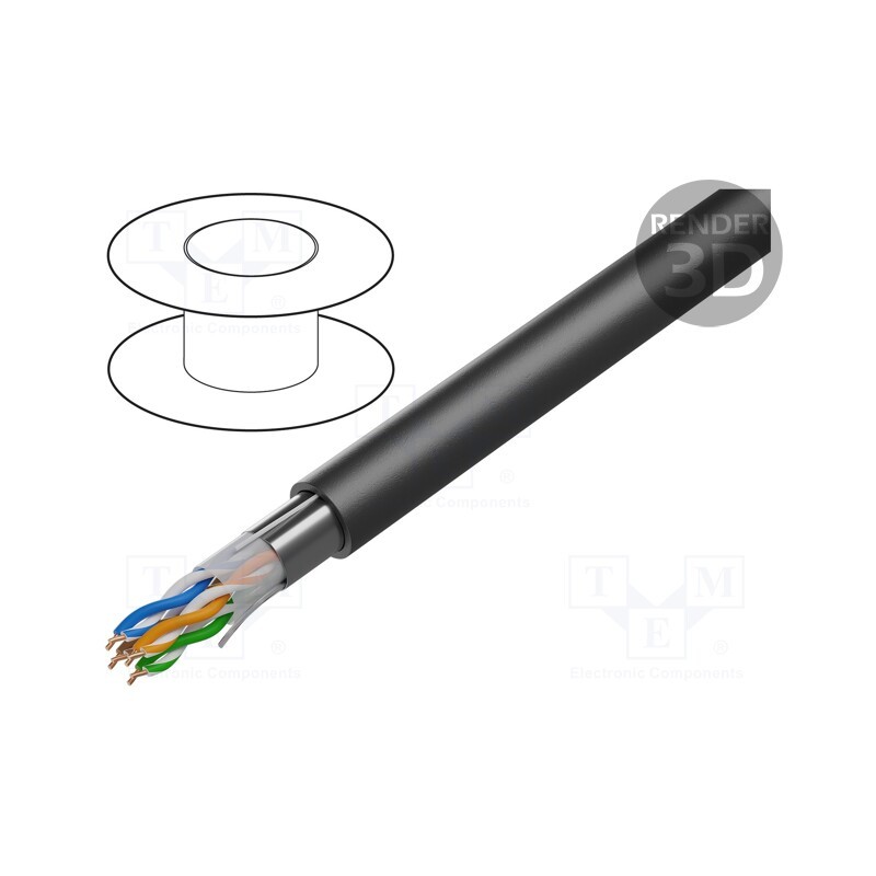 5 m x DIGITUS - DK-TP522 - Wire, F/UTP, 4x2x24AWG, 5e, for direct burial,outdoor, solid, Cu
