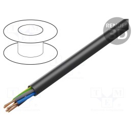 5 m x ELEKTROKABEL - EK-YKY-5X2.5 - Wire, YKY, 5G2.5mm2, round, solid, Cu, PVC, black, 600V,1kV, 100m