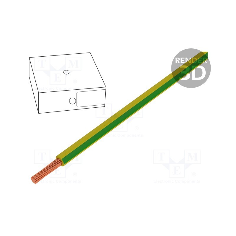5 m x HELUKABEL - 26842 - Wire, H07V-K, stranded, Cu, 16mm2, PVC, yellow-green, 450V,750V