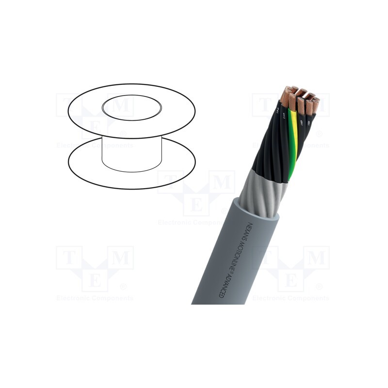 5 m x NEXANS - F105012T100 - Wire, MOTIONLINE® ADVANCED, 12G0.5mm2, unshielded, 600V, Cu, grey