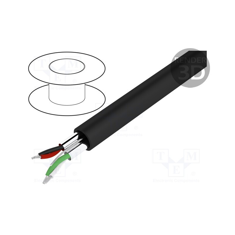 5 m x BITNER - LP0171 - Wire, 2x2x22AWG, RS485,data transmission,outdoor, stranded, Cu