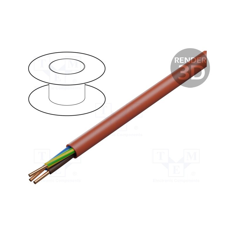 5 m x TECHNOKABEL - 1195 001 23 - Wire: mains, HDGs, 3G1.5mm2, Insulation: LSZH, Colour: red, Core: Cu