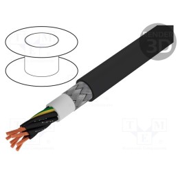 5 m x BITNER - S66612 - Wire, BiT 1000 CY FR, 4G1.5mm2, shielded,tinned copper braid