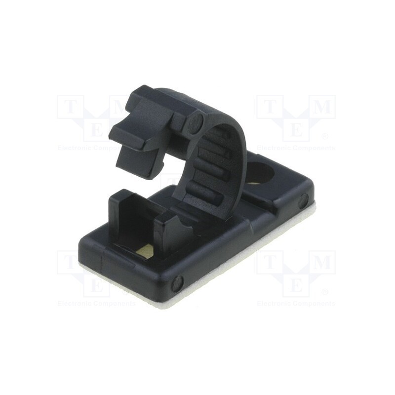 5 pcs x KSS WIRING - 6J-S - Screw down self-adhesive holder, 7.5mm, polyamide, black