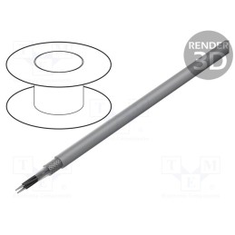 5 m x HELUKABEL - 16077 - Wire, F-CY-OZ, 4x1.5mm2, shielded,tinned copper braid, PVC, grey