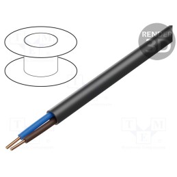 5 m x ELEKTROKABEL - EK-YKY-2X2.5 - Wire, YKY, 2x2.5mm2, round, solid, Cu, PVC, black, 600V,1kV, 100m