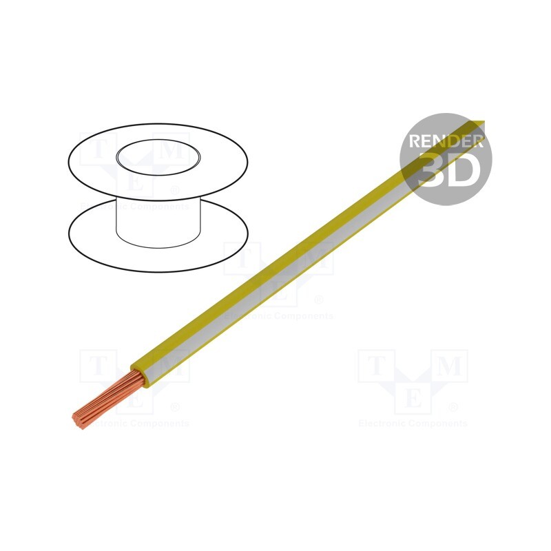 5 m x LAPP - 4522321S - Wire, X07V-K, stranded, Cu, 1.5mm2, PVC, yellow-white, 450V,750V