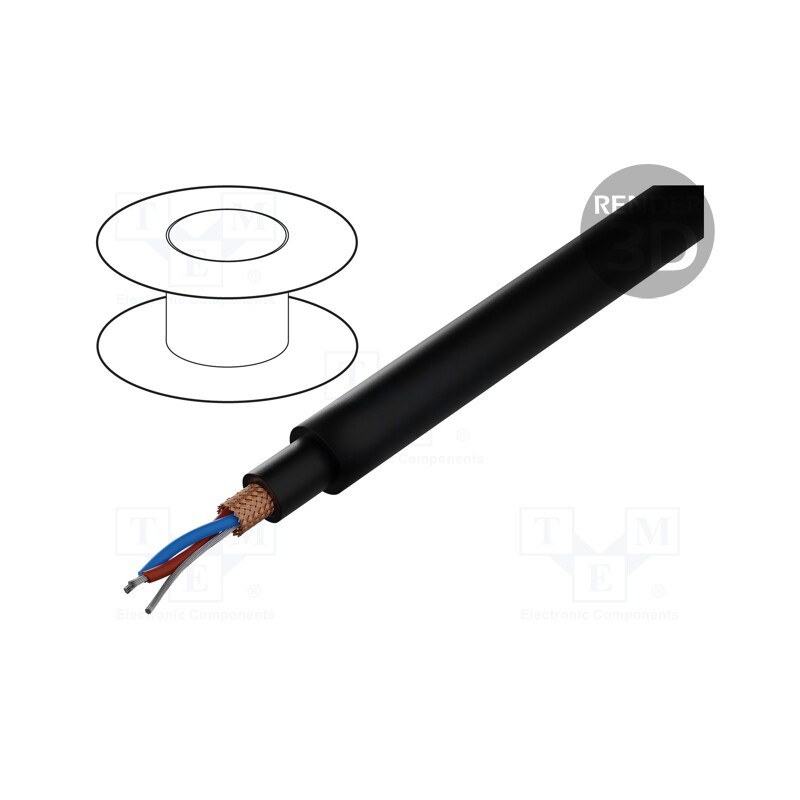 5 m x TASKER - C801 - Wire: DMX, 2x0.22mm2, stranded, 110Ω, -15÷70°C, Colour: black, 100m