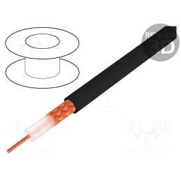 5 m x HELUKABEL - 40004 - Wire: coaxial, RG59BU, solid, CCS, PVC, black, 6.2mm