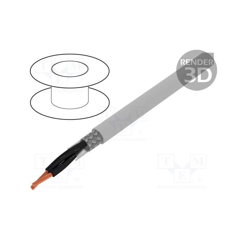 5 m x LAPP - 1136852 - Wire, ÖLFLEX® CLASSIC 115 CY, 2x1mm2, PVC, grey, 300V,500V