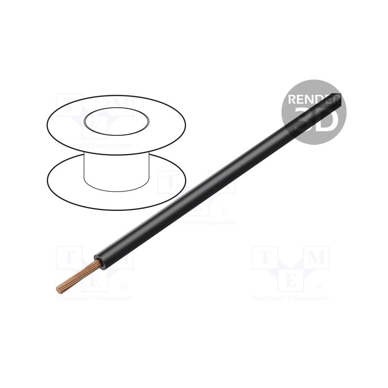 5 m x STu00c4UBLI - 60.7010-21 - Wire, FlexiVolt-E, 1x1.5mm2, stranded, Cu, PVC, black, 750V, 100m
