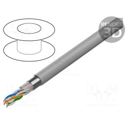 5 m x HELUKABEL - 802173 - Wire, F/UTP,HELUKAT® 200, 4x2x26AWG, stranded, Cu, PVC, grey, 5.4mm