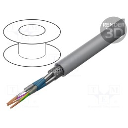 5 m x HELUKABEL - 21066 - Wire, LiYCY-CY, 3x2x0.14mm2, PVC, grey, 350V, flame retardant