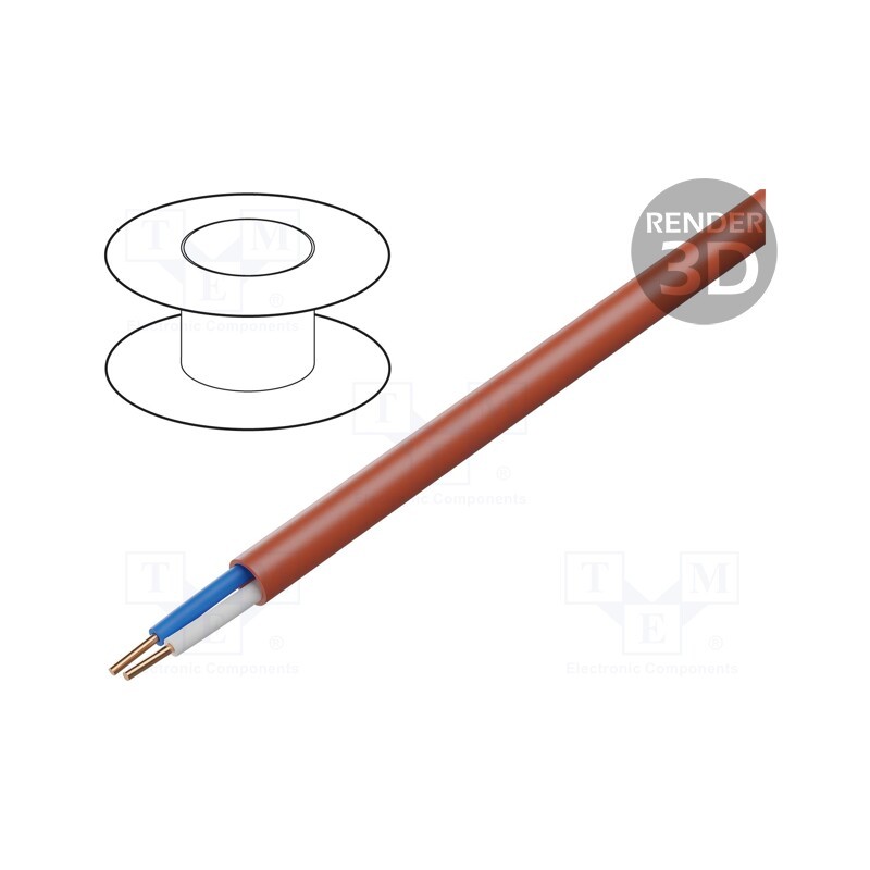 5 m x TECHNOKABEL - 1638 007 23 - Wire: control cable, HTKSH, 1x2x1mm, Insulation: LSZH, Colour: red