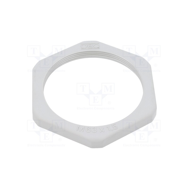5 pcs x OBO BETTERMANN - 116 M63 LGR PA - Nut, M63, polyamide, Thk: 8mm, Spanner: 75mm, light grey, Pitch: 1.5