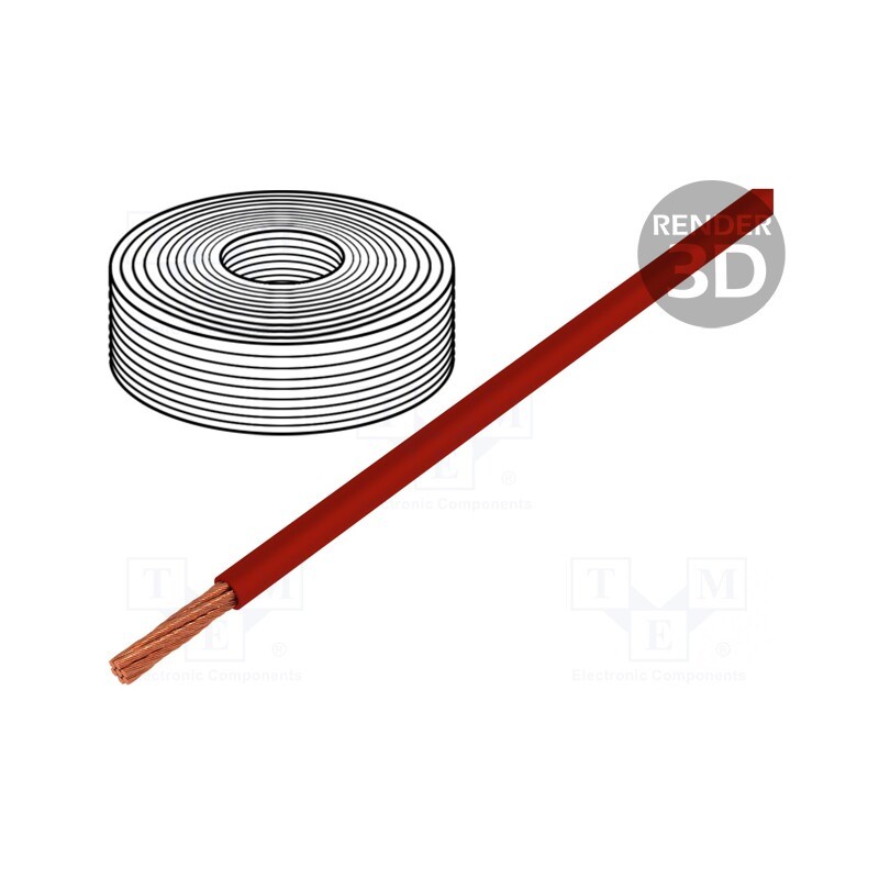 5 m x HELUKABEL - 15702 - Wire, LifY, 1x1.5mm2, stranded, Cu, PVC, red, 450V,750V, -15÷80°C