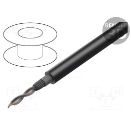 5 m x TASKER - TSK1028 - Wire: microphone cable, 2x0.35mm2, black, tinned,OFC, -15÷70°C