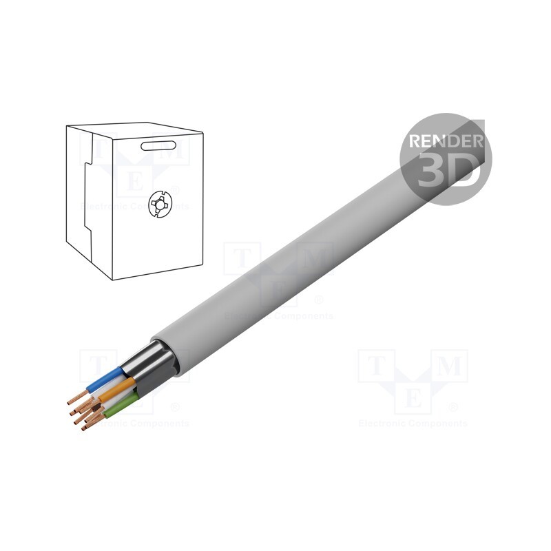 5 m x TECHNOKABEL - FTP KAT.5E 4X2X0,14C - Wire, F/UTP, 4x2x26AWG, 5e, stranded, Cu, PVC, grey, 305m, Øcable: 5mm