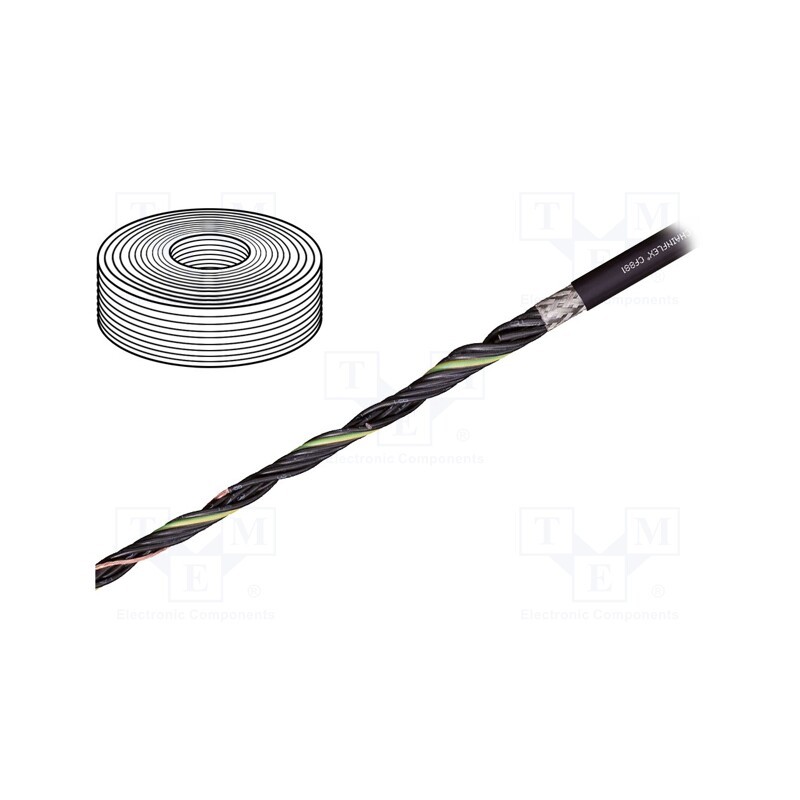 5 m x IGUS - CF881.07.03 - Wire: control cable, chainflex® CF881, 3G0.75mm2, black, stranded