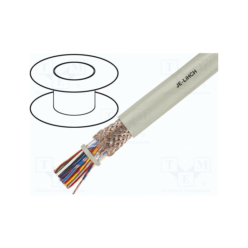 5 m x HELUKABEL - 34350 - Wire, JE-LiHCH, 2x2x0.5mm2, shielded,braid made of copper wires