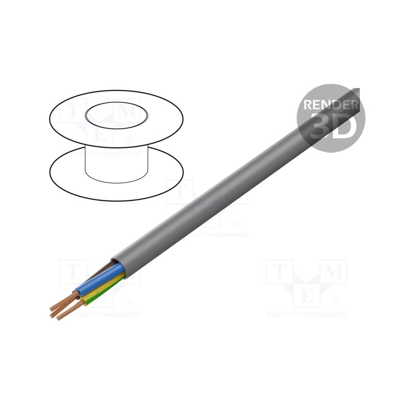 5 m x HELUKABEL - 11965 - Wire, JB-750 HMH, 3G1.5mm2, unshielded, 450V,750V, Cu, stranded