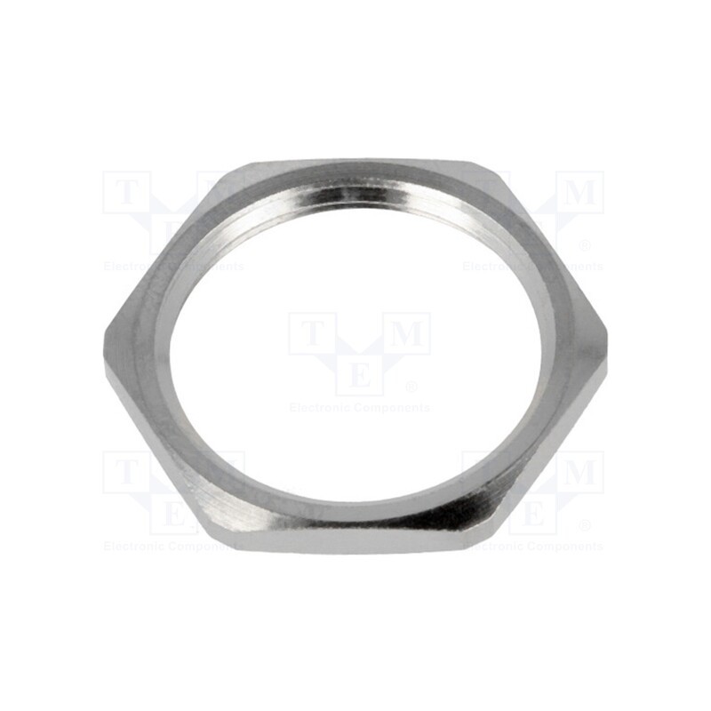 5 pcs x MOLEX - 93600-0100 7000.6959.0 - Nut, PG16, brass, nickel, Thk: 3mm, Spanner: 26mm, Thread: PG