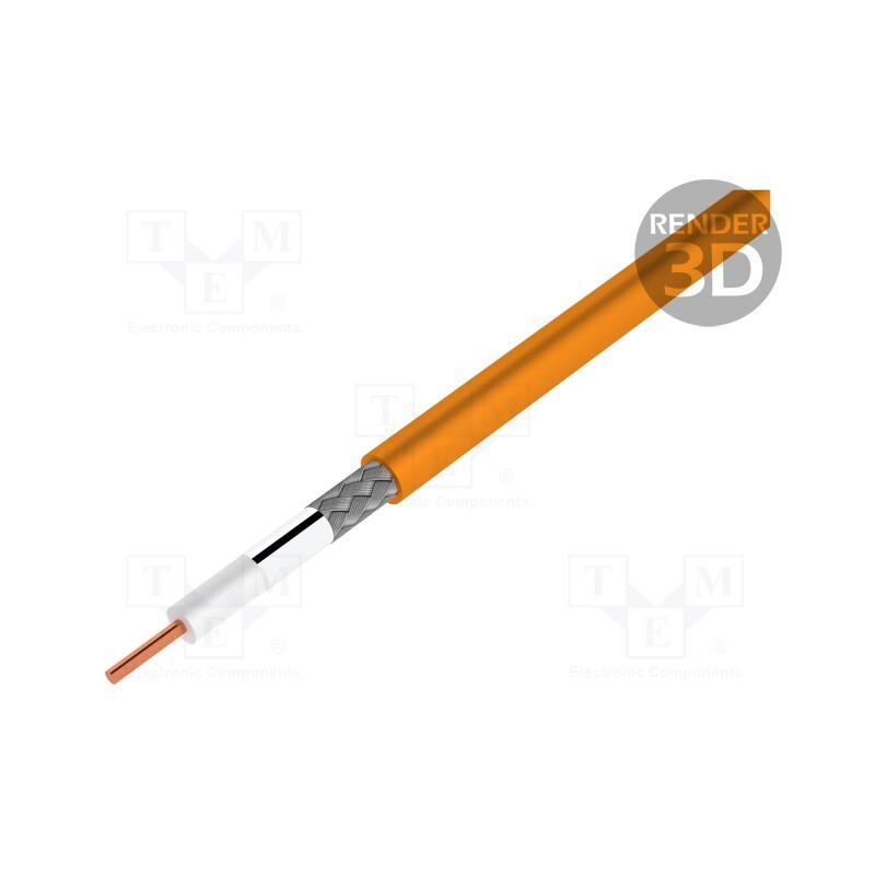 5 m x BELDEN - 70081.045 - Wire: coaxial, RG59, 1x20AWG, solid, Cu, 0.52mm2, FHDPE, orange, 500m