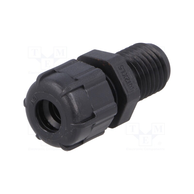 5 pcs x BM GROUP - BM4912LN - Cable gland, with long thread, M12, 1.5, IP68, polyamide, black