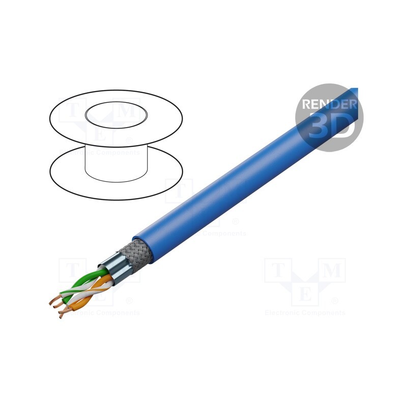 5 m x HELUKABEL - 805702 - Wire, HELUKAT® 100IND,SF/UTP, 2x2x26AWG, industrial Ethernet, 5e