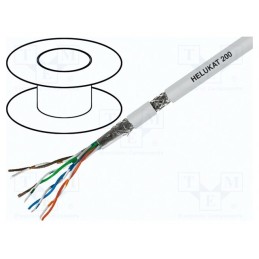5 m x HELUKABEL - 81254 - Wire, HELUKAT® 200,SF/UTP, 4x2x26AWG, 5e, stranded, Cu, FRNC, grey