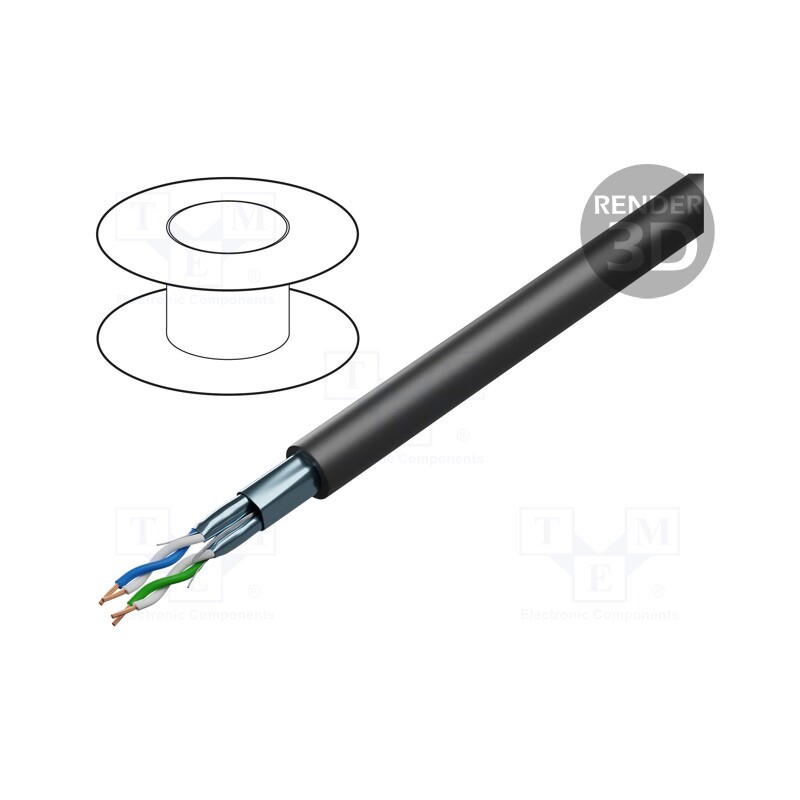 5 m x BITNER - H62038 - Wire, BiT 1000 2(ST) H, 2x2x1mm2, LSZH, black, 600V,1kV, CPR: B2ca
