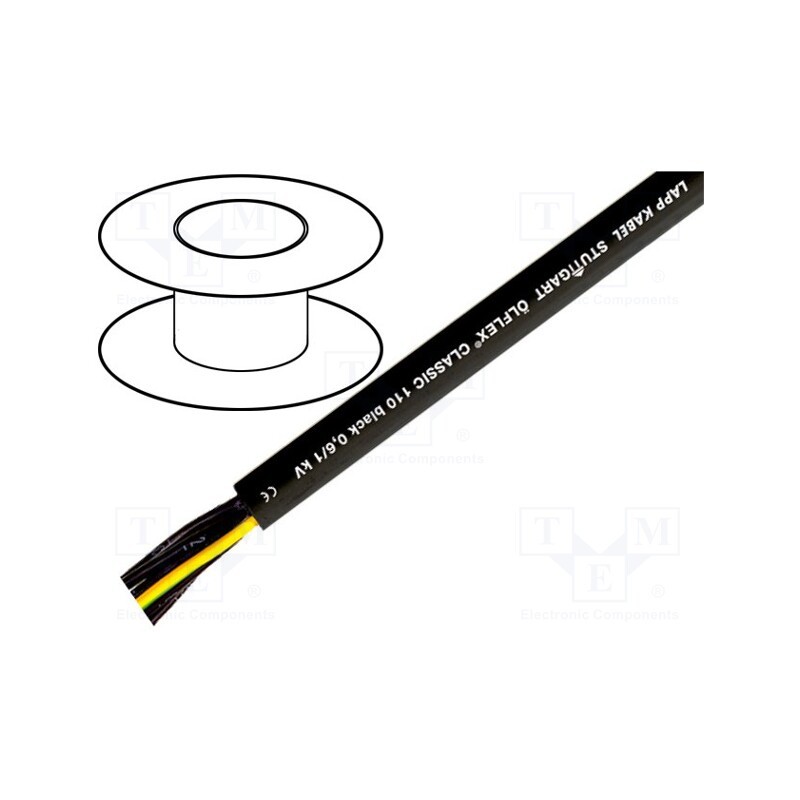 5 m x LAPP - 1120233 - Wire, ÖLFLEX® CLASSIC 110 BK, 3G0.75mm2, unshielded, 600V,1kV, Cu
