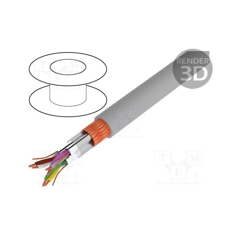 5 m x LAPP - 34041 - Wire, Li-2Y-CY-PIMF, 3x2x0.22mm2, PVC, grey, 250V, flame retardant