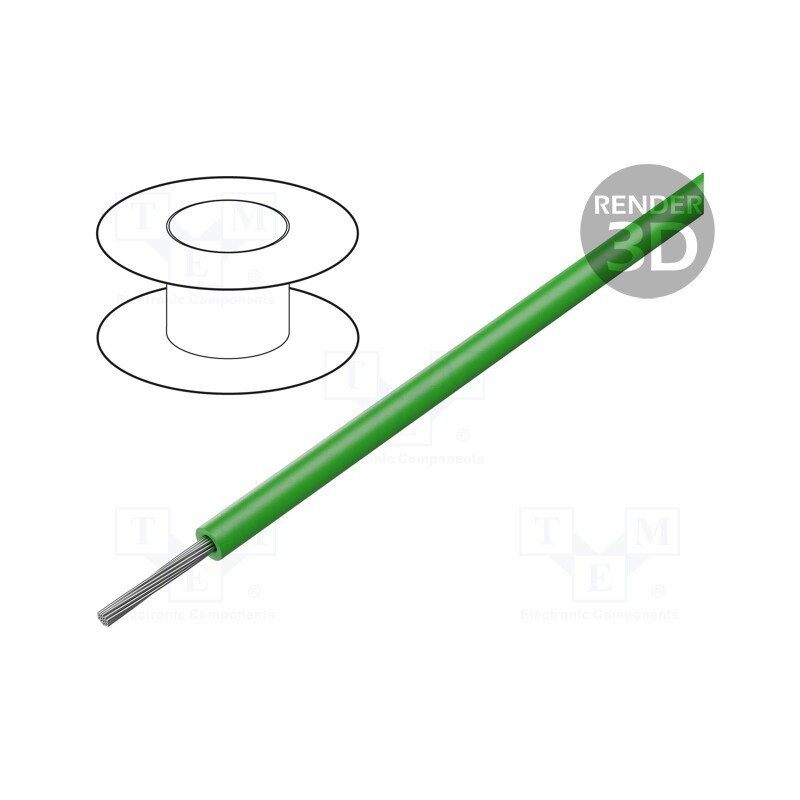 5 m x HELUKABEL - 51360 - Wire, HELUTHERM® 145, 1x4mm2, stranded, Cu, PO, green, -55÷145°C