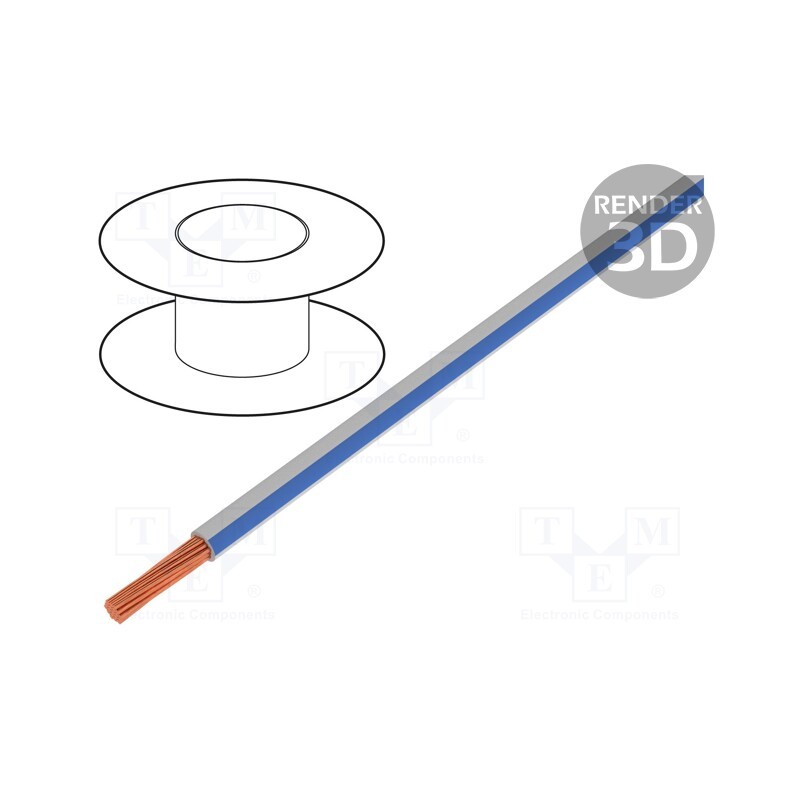 5 m x LAPP - 4522441S - Wire, X07V-K, stranded, Cu, 1.5mm2, PVC, white-blue, 450V,750V