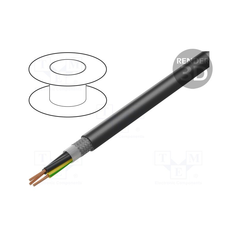 5 m x LAPP - 22701 - Wire, ÖLFLEX® ROBUST 215C, 3G0.5mm2, black, 300V,500V, CPR: Fca