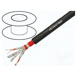 5 m x HELUKABEL - 801147 - Wire, HELUKAT® 600A,S/FTP, 4x2x23AWG, 7, solid, Cu, PVC, black, 100m