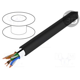 5 m x TECHNOKABEL - LAN-UT11 - Wire, U/UTP, 4x2x24AWG, 5e, outdoor, solid, Cu, PE, black, 100m