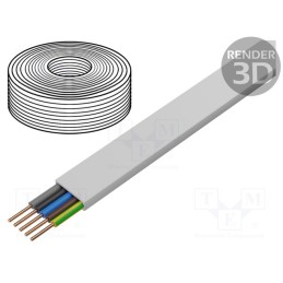 5 m x - - - Wire, YDY, 5G2.5mm2, flat, solid, Cu, PVC, white, 450V,750V, 100m