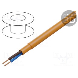 5 m x HELUKABEL - 22250 - Wire, PUR-ORANGE-OB, 2x0.75mm2, unshielded, 300V,500V, Cu, orange